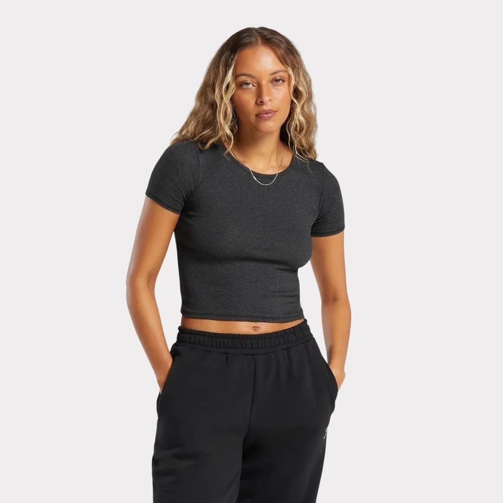 Women’s | Gymshark Rib T-Shirt | Midnight Black Marl | Medium - Picture 2 of 5